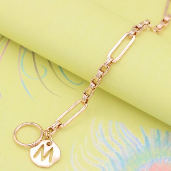 "Rose Gold Toggle Bracelet with M Charm and Chunky Link Chain, XPBL0893 - Picture 5 of 12